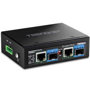 TRENDnet TI-BF22SFP Industrial Gigabit SFP Media Converter, IP30, DIN rail or wall mount